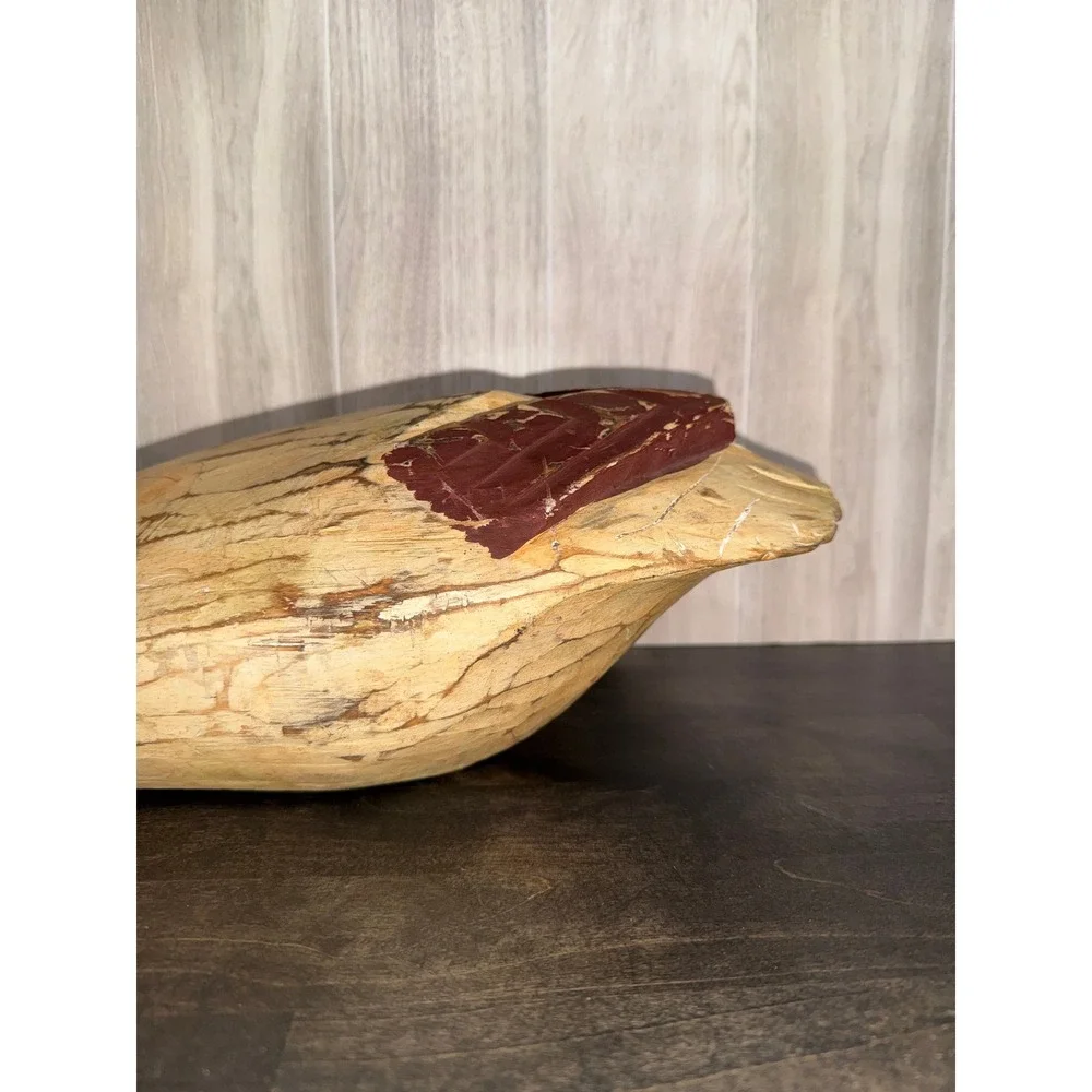 Vintage Hand Carved Wooden Duck‎ Decoy Rustic Folk Art Waterfowl Figurine Decor